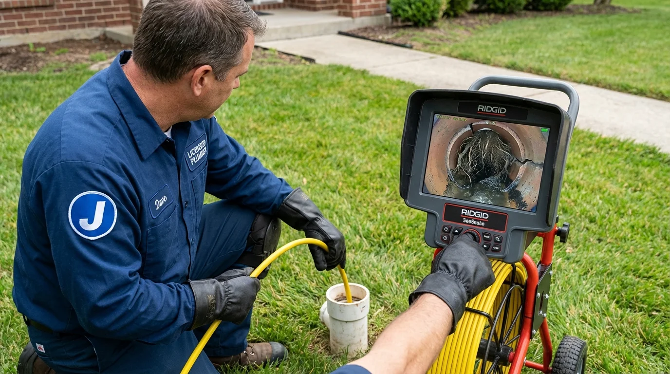 Sewer camera inspection being performed by Johns Plumbing LLC in Adamstown